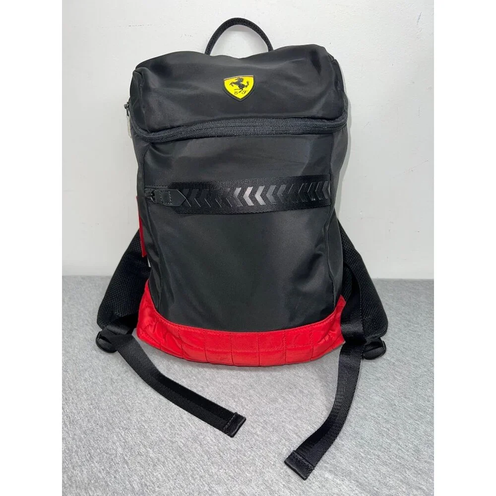 Scuderia Ferrari Black Red Quilted Nylon Weekender Backpack Horse‎ Logo NWT
